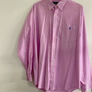 RALPH LAUREN… men’s button-down dress shirt…pink and white stripe…size XXL